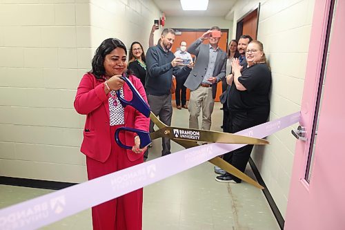 11102023
Dr. Mousumi Majumder, Canada Research Chair in Genotoxicology at Brandon University, cuts a ribbon to unveil the BU Breast Cancer Cell and Molecular Research Laboratory at the university on Wednesday. The lab will be run by Dr. Majumder. 
(Tim Smith/The Brandon Sun)