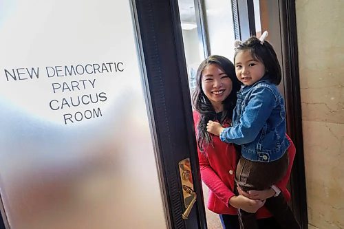Jennifer Chen the new NDP MLA-elect for the Fort Richmond riding, and her daughter, Sophia. (Mike Deal/Winnipeg Free Press)