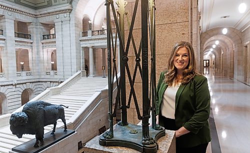 MIKE DEAL / WINNIPEG FREE PRESS
Kathleen Cook the new PC MLA-elect for the Roblin riding in the Manitoba Legislative building Thursday afternoon. 
See Carol Sanders story
231012 - Thursday, October 12, 2023.