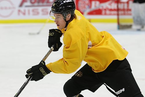 Brandon Wheat Kings forward Brett Hyland, shown at a practice at Westoba Place before the team hit the road for their trip through the U.S. Division, was injured and in his third and final season of eligibility for the National Hockey League draft when he was selected by the Washington Capitals. (Perry Bergson/The Brandon Sun)
Oct. 18, 2023