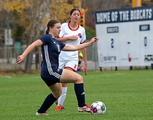 Jorja Hoad earned her second hat trick of the season as the Brandon University Bobcats blanked the St. Boniface Les Rouges 4-0 in MCAC women's soccer action at the Healthy Living Centre field on Saturday. (Thomas Friesen/The Brandon Sun)