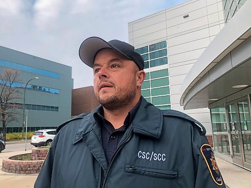 Justin Kelsch, president of the Union of Canadian Correctional Officers Stony Mountain branch, on Wednesday. (Erik Pindera/Winnipeg Free Press)