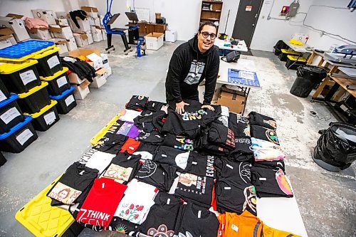 MIKAELA MACKENZIE / WINNIPEG FREE PRESS

Sean Rayland, owner of Red Rebel Armour, at the company&#x2019;s storefront and production space on Century Street on Friday, Oct. 20, 2023. Rayland spent his youth going in and out of prison. Now in his 30s, the father of eight established his clothing business in 2018 after deciding to change the direction of his life. For AV story.
Winnipeg Free Press 2023.