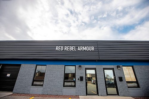 MIKAELA MACKENZIE / WINNIPEG FREE PRESS

Red Rebel Armour&#x573; storefront and production space on Century Street on Friday, Oct. 20, 2023. Owner Sean Rayland spent his youth going in and out of prison. Now in his 30s, the father of eight established his clothing business in 2018 after deciding to change the direction of his life. For AV story.
Winnipeg Free Press 2023.