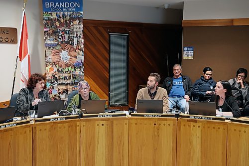 Brandon School Division board of trustees chair Linda Ross (left) and trustee Breeanna Sieklicki (right) debate whether a presentation connecting 2SLGBTQIA+ people to sexual grooming should be allowed to continue at Monday's board meeting. (Colin Slark/The Brandon Sun)