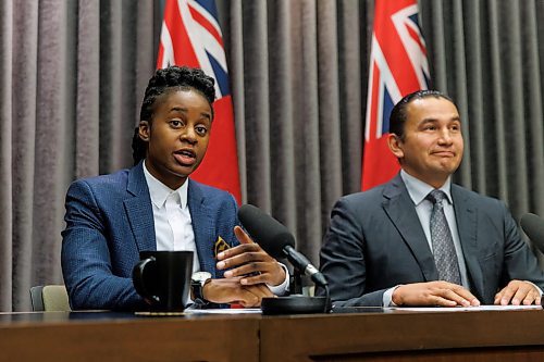 MIKE DEAL / WINNIPEG FREE PRESS
Premier Wab Kinew and Health Minister Uzoma Asagwara release an open letter to the works in the provinces health care community during a press conference at the Manitoba Legislative building Tuesday morning.
231024 - Tuesday, October 24, 2023.