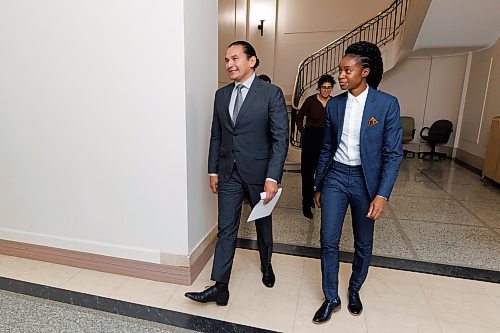 MIKE DEAL / WINNIPEG FREE PRESS
Premier Wab Kinew and Health Minister Uzoma Asagwara release an open letter to the works in the provinces health care community during a press conference at the Manitoba Legislative building Tuesday morning.
231024 - Tuesday, October 24, 2023.