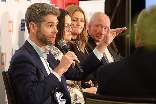 MIKE DEAL / WINNIPEG FREE PRESS

(L-r) Nick Hays, Winnipeg Airports Authority’s CEO, Holly Courchene, Indigenous Tourism Manitoba’s CEO, Karly McRae, owner of Lakehouse Properties, and Colin Ferguson, Travel Manitoba’s CEO on a panel hosted by  Chuck Davidson , President and CEO of The Manitoba Chambers of Commerce during a future of tourism breakfast event at Delta Hotels Winnipeg, 350 St. Mary Avenue, Wednesday morning. 
231025 - Wednesday, October 25, 2023. 