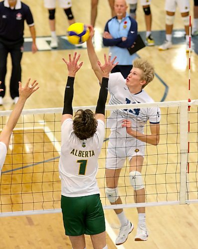 Liam Pauls started both matches on the weekend as the Brandon University Bobcats split the defending Canada West men's volleyball champion Alberta Golden Bears at the Healthy Living Centre. (Thomas Friesen/The Brandon Sun)