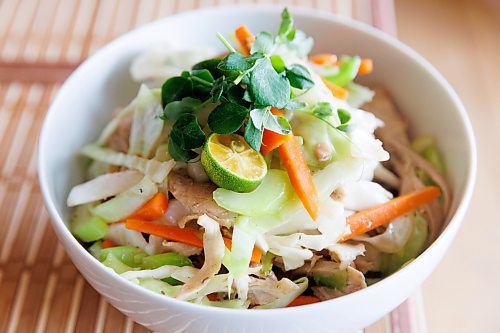 MIKE DEAL / WINNIPEG FREE PRESS
Pancit Bihon - thin rice noodles cooked with savoury sauces stir-fried with cabbage, celery, carrots and peas. Available vegan (gluten-free), with vegetables or with chicken.
Jackie Wild owns Tito Boy, a Filipino restaurant in South St. Vital at 730 St Anne's Rd.
See Eva Wasney story
231025 - Wednesday, October 25, 2023.