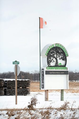 The welcome sign outside of Turtle Crossing Campground as seen from Grand Valley Road on Monday afternoon. (Matt Goerzen/The Brandon Sun)