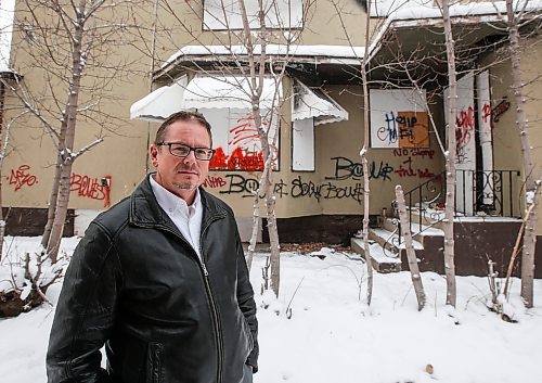 JOHN WOODS / WINNIPEG FREE PRESS
Shaun Jeffrey, landlord, is photographed with a derelict home at 339 Mountain in Winnipeg Monday, October 30, 2023. 

Reporter: searle