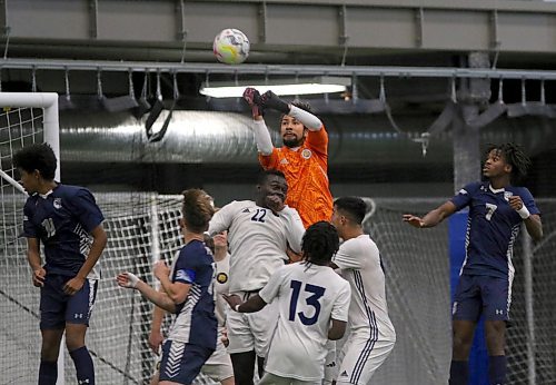 Goalkeeper Matheus Souza of the Brandon University Bobcats was named MCAC final four MVP after a clean sheet in the men's soccer final against Providence on Tuesday. (Thomas Friesen/The Brandon Sun)