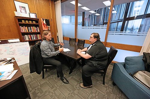 City of Brandon Mayor Jeff Fawcett sits down with Brandon Sun political reporter Colin Slark in his office at city hall for an interview marking his administration's first full year in office. (Matt Goerzen/The Brandon Sun)
