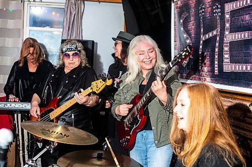 MIKAELA MACKENZIE / WINNIPEG FREE PRESS

Allyson Krawec (left), Treasure Peterson, Shannon David, Tracy Young-Dodds, and Barb Smith (who make up the all-female rock band, She) on Wednesday, Nov. 1, 2023. For Dave Sanderson story.
Winnipeg Free Press 2023.