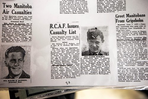 MIKAELA MACKENZIE / WINNIPEG FREE PRESS

Casualty list clippings (of Brian McElroy&#x573; relative) in the museum in Darlingford, Manitoba on Monday, Oct. 30, 2023. For Jen story.
Winnipeg Free Press 2023.