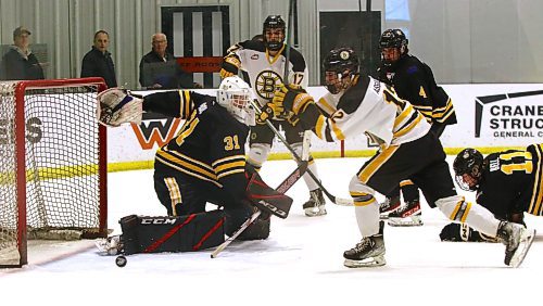 Under-18 AAA Brandon Wheat Kings goaltender Burke Hood was selected in the sixth round of the Western Hockey League draft by the Vancouver Giants and was taken in the fifth round of the Manitoba Junior Hockey League draft by the Winkler Flyers. (Perry Bergson/The Brandon Sun)
Nov. 4, 2023