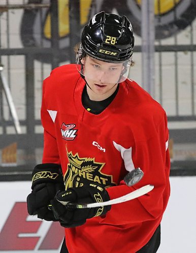 Ben Thornton flips the puck up in the air shortly after returning to practice with the Brandon Wheat Kings late last season. He said he&#x2019;ll miss his teammates and billet family as he resumes his career with the Kelowna Rockets. (Perry Bergson/The Brandon Sun)
Nov. 7, 2023
