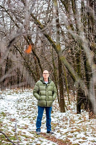 MIKAELA MACKENZIE / WINNIPEG FREE PRESS

Gerald Tole in the forest near Lemay Avenue on Monday, Nov. 6, 2023. He is concerned, as the 22 acres of forest near his home is slated to be developed.
Winnipeg Free Press 2023.