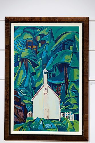 MIKE DEAL / WINNIPEG FREE PRESS
Indian Church (c. 1947)
Emily Carr
Sampson-Matthews Silkscreen
40x25 in
Bill Mayberry at his gallery, Mayberry Fine Art (212 McDermot Ave), Tuesday, with an exhibition of Sampson-Matthews silkscreens, Art for War and Peace, which will be showing from November 9 to 23.
See Alan Small story 
231107 - Tuesday, November 07, 2023.