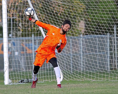 Brandon keeper Matheus Souza was victimized for five goals in the rout. (Thomas Friesen/The Brandon Sun)