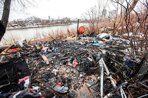 MIKAELA MACKENZIE / WINNIPEG FREE PRESS

An encampment at Fort Douglas Park on Wednesday, Nov. 8, 2023. A resident said that this fire was set intentionally, and was not for warmth. For Malak story.
Winnipeg Free Press 2023.