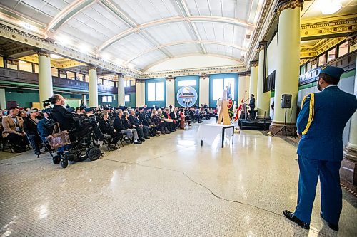 MIKAELA MACKENZIE / WINNIPEG FREE PRESS

Premier Wab Kinew speaks a the 27th Annual Indigenous Veterans&#x560;Day Ceremony at Neeginan Centre on Wednesday, Nov. 8, 2023. For Erik story.
Winnipeg Free Press 2023.