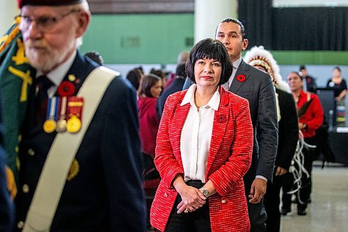 MIKAELA MACKENZIE / WINNIPEG FREE PRESS

Minister of Veterans Affairs Ginette Petitpas Taylor and other dignitaries walk out at the 27th Annual Indigenous Veterans&#x560;Day Ceremony at Neeginan Centre on Wednesday, Nov. 8, 2023. For Erik story.
Winnipeg Free Press 2023.