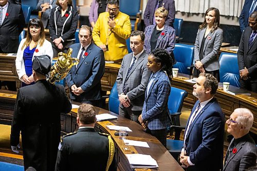 MIKAELA MACKENZIE / WINNIPEG FREE PRESS

The new NDP front bench at the acclimation for new house speaker Tom Lindsey in the legislative chamber on Thursday, Nov. 9, 2023. For Carol story.
Winnipeg Free Press 2023.