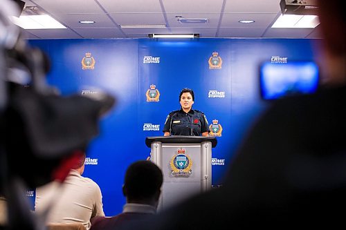 MIKAELA MACKENZIE / WINNIPEG FREE PRESS

Dani McKinnon, a public information officer for the Winnipeg Police Service (WPS), speaks to the media about a sexual exploitation case (involving a relationship between an adult hockey coach and a player) during a press conference at the WPS headquarters on Friday, Nov. 10, 2023. For Erik story.
Winnipeg Free Press 2023.