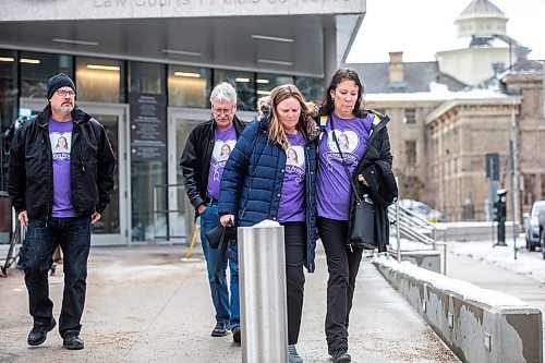 MIKAELA MACKENZIE / WINNIPEG FREE PRESS

Karen Reimer (mother of the victim, left) and close friend Adair Lisso exit the law courts for a lunch break during the sentencing hearing for Tyler Goodman on Friday, Nov. 10, 2023. For Dean story.
Winnipeg Free Press 2023.