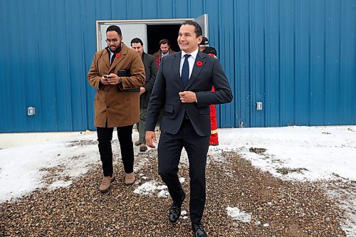 Manitoba Premier Wab Kinew visits Gambler First Nation near Russell on Friday. Kinew was on hand as Gambler First Nation announced a $1 million donation to the John James Tanner Legacy Foundation, which aims to offer a variety of supports to children and families affected by the loss of a family member in relation to Missing and Murdered Indigenous Women, Girls, Men, Boys, and 2SLGBTQQIA+ cases. (Tim Smith/The Brandon Sun) 