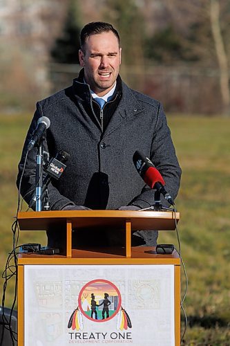 MIKE DEAL / WINNIPEG FREE PRESS
Ben Carr, MP for Winnipeg South Centre, speaks during the ceremony.
A ground breaking ceremony takes place in the Naawi-Oodena Urban Economic Development Zone, on the former Kapyong Barracks lands, Monday morning. Attended by federal MP Ben Carr, Premier Wab Kinew, Winnipeg Mayor Scott Gillingham, Chief Gordon BlueSky, Chief E.J. Fontaine, Grand Chief Cathy Merrick, Grand Chief Jerry Daniels, and Chief Sheldon Kent, along with many other dignitaries and guests.
231113 - Monday, November 13, 2023.