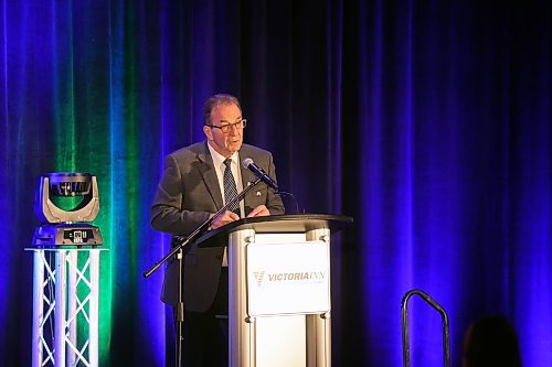 Manitoba Agriculture Minister and Dauphin NDP MLA Ron Kostyshyn told delegates at the Manitoba Forage and Grassland Association's regenerative agriculture conference on Tuesday that despite challenges faced by agricultural producers, factors like beef prices have been improving. (Colin Slark/The Brandon Sun)