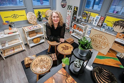 JOHN WOODS / WINNIPEG FREE PRESS
Joelle Foster, President and CEO of North Forge, officially opens the extension of their FabLab at an open house in their building in Winnipeg Tuesday, November 14, 2023. The new space has a retail market and group work areas.

Reporter: cash