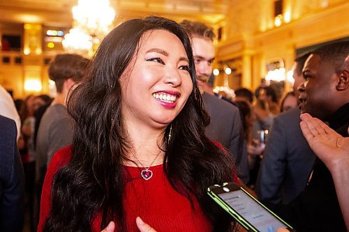 MIKAELA MACKENZIE / WINNIPEG FREE PRESS

Winning Fort Richmond candidate Jennifer Chen speaks to the Free Press at the NDP party headquarters at the Fort Garry Hotel on Tuesday, Oct. 3, 2023. For election story.
Winnipeg Free Press 2023.