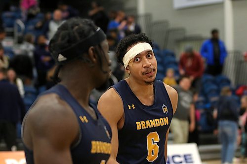 Dominique Dennis played with a cut on his temple after running into Brandon Bobcats men's basketball teammate Blake Magnusson last weekend. (Thomas Friesen/The Brandon Sun)
