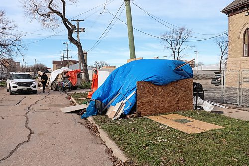 TYLER SEARLE / WINNIPEG FREE PRESS

Two men arrived at Our Lady of Lourdes Church (95 MacDonald St.) around noon Tuesday to clear out an encampment that had been established the previous week.
November 14, 2023