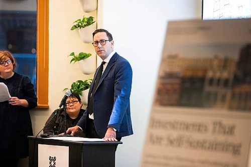 MIKAELA MACKENZIE / WINNIPEG FREE PRESS

Ryan Kuffner, president and CEO of Economic Development Winnipeg, speaks at a presentation of the new Exchange District Community Investment Strategy on Wednesday, Nov. 15, 2023. For Gabby story.
Winnipeg Free Press 2023.