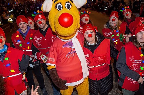 BROOK JONES / WINNIPEG FREE PRESS
Operation Red Nose participating in the Manitoba Hydro Santa Claus Parade in Winnipeg, Man., Saturday, Nov. 18, 2023. The Santa Claus parade has run annually in Winnipeg since the former Eaton&#x2019;s department store organized the first one in 1909.