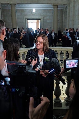 MIKE DEAL / WINNIPEG FREE PRESS
Leader of the Opposition, Heather Stefanson, reacts to the Speech from the Throne on Tuesday.
20231121 - Tuesday, November 21, 2023
231121 - Tuesday, November 21, 2023.