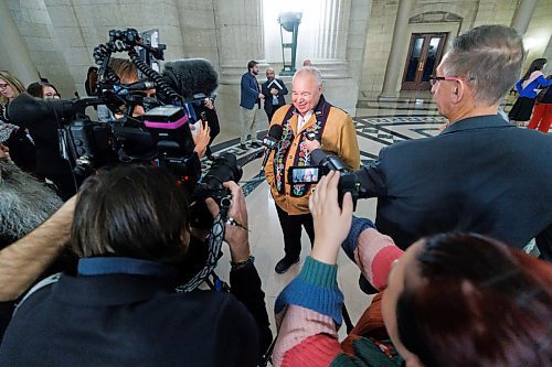 MIKE DEAL / WINNIPEG FREE PRESS
David Chartrand, President of the Manitoba M&#xe9;tis Federation, reacts to the Speech from the Throne Tuesday afternoon.
231121 - Tuesday, November 21, 2023.