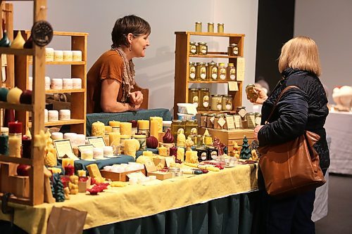 Cathy Desilets of Raven Creek Farm, based out of Oakburn, sells some homemade bee products at the Art Gallery of Southwestern Manitoba's 34th Gala of Gifts artisan and craft show over the weekend. (Kyle Darbyson/The Brandon Sun)