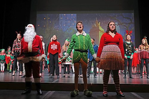 22112023
The green cast of Mecca Productions' presentation of Elf Jr. The Musical perform during their dress rehearsal on Wednesday evening at the Western Manitoba Centennial Auditorium. 
(Tim Smith/The Brandon Sun)