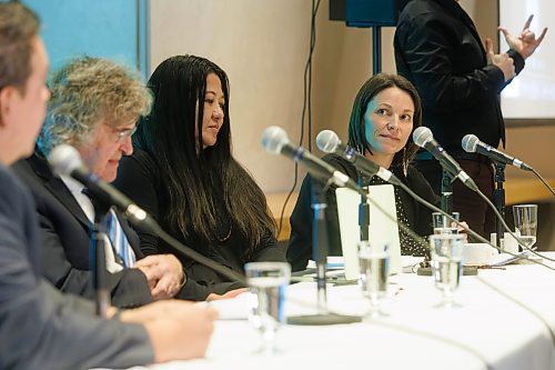 MIKE DEAL / WINNIPEG FREE PRESS
(From left) James Lockyer, a partner in the Toronto office of Lockyer Zaduk Zeeh, and a founding director of Innocence Canada, Alice Kim, Director, Beyond Prisons, Centre for the Study of Race, Politics &amp; Culture at University of Chicago, and Amanda Carling, Red River Metis, CEO of the BC First Nations Justice Council, during an event at the Canadian Museum for Human Rights called, Innocents behind bars in Canada and America: A panel discussion on systemic racism and wrongful convictions.
See Katrina Clarke story.
231128 - Tuesday, November 28, 2023.