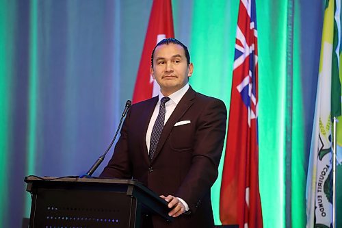 30112023
Manitoba Premier Wab Kinew listens to a question from the audience during the bear pit session at the Association of Manitoba Municipalities fall convention at the Keystone Centre on Thursday.
(Tim Smith/The Brandon sun)