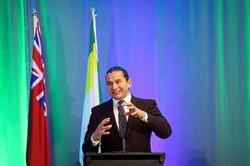 30112023
Manitoba Premier Wab Kinew answers questions from the audience during the bear pit session at the Association of Manitoba Municipalities fall convention at the Keystone Centre on Thursday.
(Tim Smith/The Brandon sun)