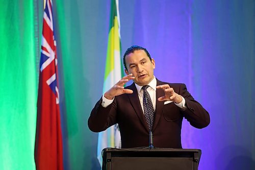 30112023
Manitoba Premier Wab Kinew answers questions from the audience during the bear pit session at the Association of Manitoba Municipalities fall convention at the Keystone Centre on Thursday.
(Tim Smith/The Brandon sun)