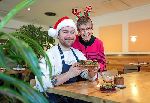 RUTH BONNEVILLE / WINNIPEG FREE PRESS

ENT -  Christmas Side Dishes
Deer + Almond 

Photo of  Kris Kurus and his grandmother, Helee Bauer with her inspired  rotkohl and rouladen. 

Story: Christmas Side Dishes
Five chefs share their favourite Christmas side dishes. 

Featuring, Kris Kurus&#x573; rotkohl and rouladen. 


Feature by AV Kitching 

Nov 28th,, 2023