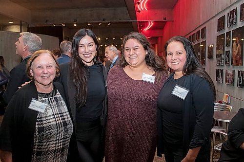 BROOK JONES / WINNIPEG FREE PRESS
Kari DeGroot (right), who is with Manitoba Liquor &amp; Lotteries, is pictured with her daughter Darian DeGroot (second from far right), her mother Carol MacKenzie (far left) and her sister Stacy MacKenzie (second from far left) attend the Director's Circle Opening Night reception, sponsored by Taylor McCaffrey LLP, prior to the opening curtain of The Sound of Music, sponsored by The Asper Foundation and Gail Asper Family Foundation, at the RMTC in Winnipeg, Man., Thursday, Nov. 20, 2023. The Sound of Music is performing on the John Hiresch Mainstage at RMTC and runs until Saturday, Dec. 23, 2023.
